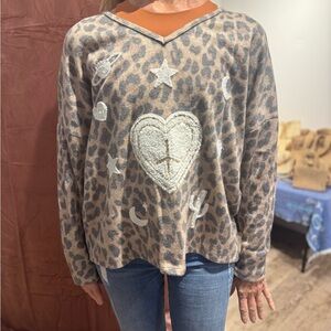 Leopard Print V-Neck Sweater